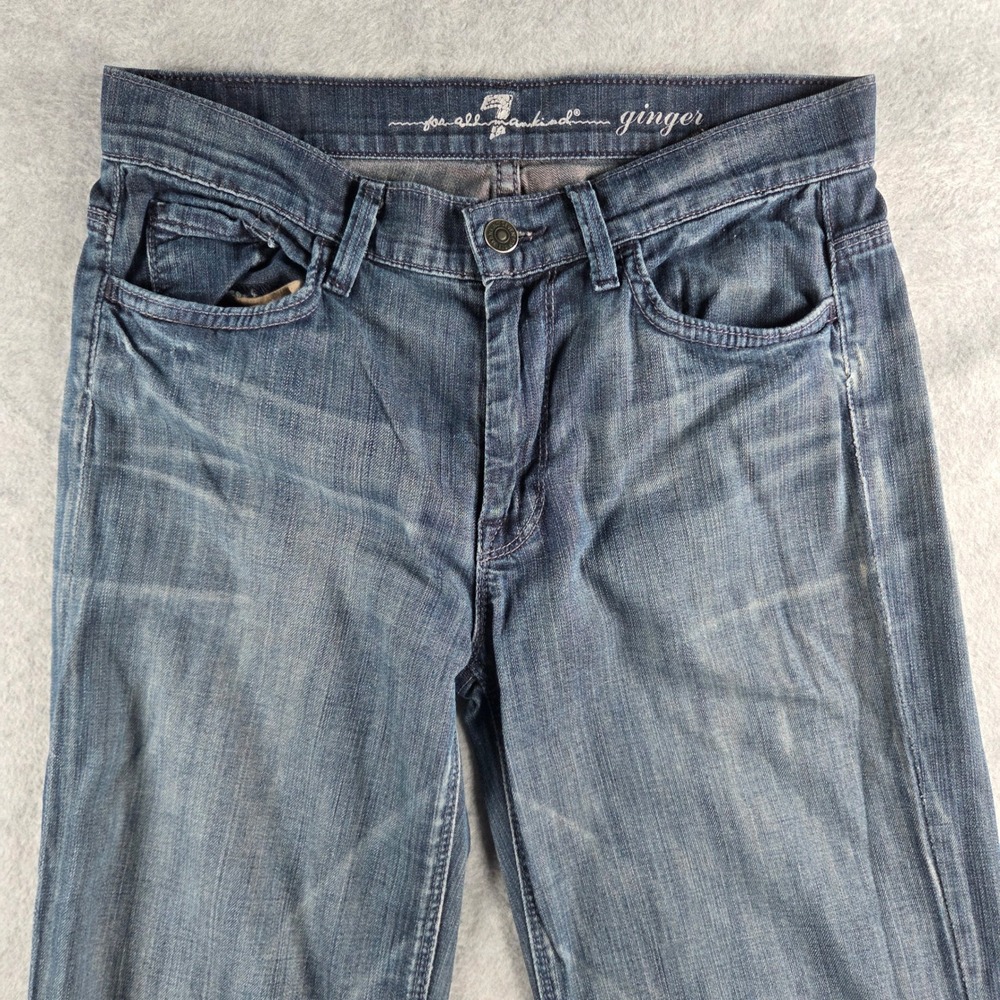 7 For All Mankind Ginger Jeans Womens 28 Blue Wide Leg Flare Medium Wash Denim